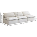  Manufacturer Color_Cream -- Plush 105" Cream Velvet Upholstered Standard Comfort 3 pc Armless Modular Sofa IMAGE 8