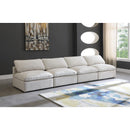  Manufacturer Color_Cream -- Plush 140" Cream Velvet Upholstered Standard Comfort 4 pc Armless Modular Sofa IMAGE 2