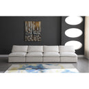  Manufacturer Color_Cream -- Plush 140" Cream Velvet Upholstered Standard Comfort 4 pc Armless Modular Sofa IMAGE 3