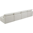  Manufacturer Color_Cream -- Plush 140" Cream Velvet Upholstered Standard Comfort 4 pc Armless Modular Sofa IMAGE 4