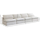  Manufacturer Color_Cream -- Plush 140" Cream Velvet Upholstered Standard Comfort 4 pc Armless Modular Sofa IMAGE 8