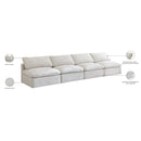  Manufacturer Color_Cream -- Plush 140" Cream Velvet Upholstered Standard Comfort 4 pc Armless Modular Sofa IMAGE 9