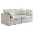  Manufacturer Color_Cream -- Plush 70" Cream Velvet Upholstered Standard Comfort 2 pc Modular Loveseat IMAGE 1