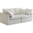 Meridian Plush Stationary Fabric Sofa 602Cream-S70 IMAGE 1