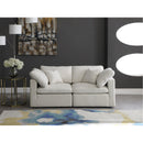  Manufacturer Color_Cream -- Plush 70" Cream Velvet Upholstered Standard Comfort 2 pc Modular Loveseat IMAGE 3