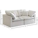  Manufacturer Color_Cream -- Plush 70" Cream Velvet Upholstered Standard Comfort 2 pc Modular Loveseat IMAGE 8