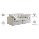  Manufacturer Color_Cream -- Plush 70" Cream Velvet Upholstered Standard Comfort 2 pc Modular Loveseat IMAGE 9