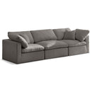  Manufacturer Color_Grey -- Plush 105" Grey Velvet Upholstered Standard Comfort 3 pc Modular Sofa IMAGE 1