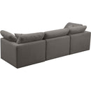  Manufacturer Color_Grey -- Plush 105" Grey Velvet Upholstered Standard Comfort 3 pc Modular Sofa IMAGE 4