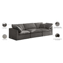 Manufacturer Color_Grey -- Plush 105" Grey Velvet Upholstered Standard Comfort 3 pc Modular Sofa IMAGE 9