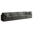  Manufacturer Color_Grey -- Plush 140" Grey Velvet Upholstered Standard Comfort 4 pc Modular Sofa IMAGE 1