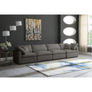  Manufacturer Color_Grey -- Plush 140" Grey Velvet Upholstered Standard Comfort 4 pc Modular Sofa IMAGE 2