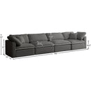 Manufacturer Color_Grey -- Plush 140" Grey Velvet Upholstered Standard Comfort 4 pc Modular Sofa IMAGE 8