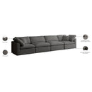  Manufacturer Color_Grey -- Plush 140" Grey Velvet Upholstered Standard Comfort 4 pc Modular Sofa IMAGE 9