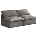  Manufacturer Color_Grey -- Plush 70" Grey Velvet Upholstered Standard Comfort 2 pc Armless Modular Loveseat IMAGE 1