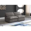  Manufacturer Color_Grey -- Plush 70" Grey Velvet Upholstered Standard Comfort 2 pc Armless Modular Loveseat IMAGE 2