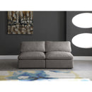  Manufacturer Color_Grey -- Plush 70" Grey Velvet Upholstered Standard Comfort 2 pc Armless Modular Loveseat IMAGE 3