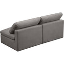  Manufacturer Color_Grey -- Plush 70" Grey Velvet Upholstered Standard Comfort 2 pc Armless Modular Loveseat IMAGE 4