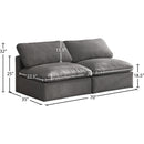  Manufacturer Color_Grey -- Plush 70" Grey Velvet Upholstered Standard Comfort 2 pc Armless Modular Loveseat IMAGE 8