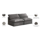  Manufacturer Color_Grey -- Plush 70" Grey Velvet Upholstered Standard Comfort 2 pc Armless Modular Loveseat IMAGE 9