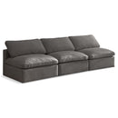  Manufacturer Color_Grey -- Plush 105" Grey Velvet Upholstered Standard Comfort 3 pc Armless Modular Sofa IMAGE 1