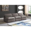  Manufacturer Color_Grey -- Plush 105" Grey Velvet Upholstered Standard Comfort 3 pc Armless Modular Sofa IMAGE 2