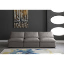  Manufacturer Color_Grey -- Plush 105" Grey Velvet Upholstered Standard Comfort 3 pc Armless Modular Sofa IMAGE 3