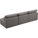  Manufacturer Color_Grey -- Plush 105" Grey Velvet Upholstered Standard Comfort 3 pc Armless Modular Sofa IMAGE 4