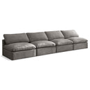  Manufacturer Color_Grey -- Plush 140" Grey Velvet Upholstered Standard Comfort 4 pc Armless Modular Sofa IMAGE 1