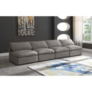  Manufacturer Color_Grey -- Plush 140" Grey Velvet Upholstered Standard Comfort 4 pc Armless Modular Sofa IMAGE 2