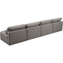  Manufacturer Color_Grey -- Plush 140" Grey Velvet Upholstered Standard Comfort 4 pc Armless Modular Sofa IMAGE 4