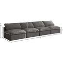  Manufacturer Color_Grey -- Plush 140" Grey Velvet Upholstered Standard Comfort 4 pc Armless Modular Sofa IMAGE 8