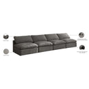  Manufacturer Color_Grey -- Plush 140" Grey Velvet Upholstered Standard Comfort 4 pc Armless Modular Sofa IMAGE 9