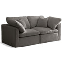  Manufacturer Color_Grey -- Plush 70" Grey Velvet Upholstered Standard Comfort 2 pc Modular Loveseat IMAGE 1