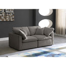  Manufacturer Color_Grey -- Plush 70" Grey Velvet Upholstered Standard Comfort 2 pc Modular Loveseat IMAGE 2