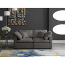  Manufacturer Color_Grey -- Plush 70" Grey Velvet Upholstered Standard Comfort 2 pc Modular Loveseat IMAGE 3