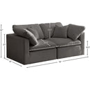  Manufacturer Color_Grey -- Plush 70" Grey Velvet Upholstered Standard Comfort 2 pc Modular Loveseat IMAGE 8