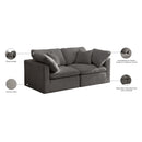  Manufacturer Color_Grey -- Plush 70" Grey Velvet Upholstered Standard Comfort 2 pc Modular Loveseat IMAGE 9