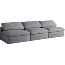  Manufacturer Color_Grey -- Serene 117" Grey Linen Textured Fabric Upholstered Deluxe Comfort 3 pc Armless Modular Sofa IMAGE 1
