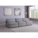  Manufacturer Color_Grey -- Serene 117" Grey Linen Textured Fabric Upholstered Deluxe Comfort 3 pc Armless Modular Sofa IMAGE 2