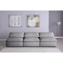  Manufacturer Color_Grey -- Serene 117" Grey Linen Textured Fabric Upholstered Deluxe Comfort 3 pc Armless Modular Sofa IMAGE 3