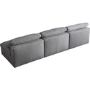  Manufacturer Color_Grey -- Serene 117" Grey Linen Textured Fabric Upholstered Deluxe Comfort 3 pc Armless Modular Sofa IMAGE 4