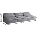  Manufacturer Color_Grey -- Serene 117" Grey Linen Textured Fabric Upholstered Deluxe Comfort 3 pc Armless Modular Sofa IMAGE 5