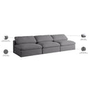  Manufacturer Color_Grey -- Serene 117" Grey Linen Textured Fabric Upholstered Deluxe Comfort 3 pc Armless Modular Sofa IMAGE 6