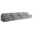  Manufacturer Color_Grey -- Serene 156" Grey Linen Textured Fabric Upholstered Deluxe Comfort 4 pc Armless Modular Sofa IMAGE 1