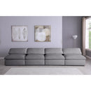  Manufacturer Color_Grey -- Serene 156" Grey Linen Textured Fabric Upholstered Deluxe Comfort 4 pc Armless Modular Sofa IMAGE 3