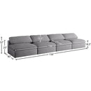  Manufacturer Color_Grey -- Serene 156" Grey Linen Textured Fabric Upholstered Deluxe Comfort 4 pc Armless Modular Sofa IMAGE 5