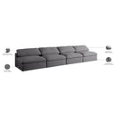  Manufacturer Color_Grey -- Serene 156" Grey Linen Textured Fabric Upholstered Deluxe Comfort 4 pc Armless Modular Sofa IMAGE 6