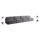 Meridian Serene Grey Linen Textured Fabric Deluxe Comfort Modular Armless Sofa IMAGE 6