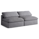  Manufacturer Color_Grey -- Serene 78" Grey Linen Textured Fabric Upholstered Deluxe Comfort 2 pc Armless Modular Sofa IMAGE 1